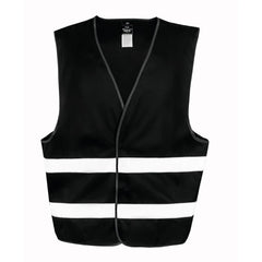 Veiligheidshesje polyester met reflecterende strepen - Zwart