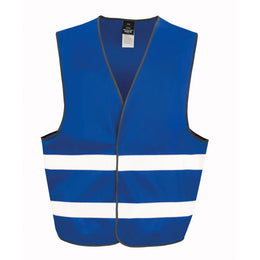 Polyester veiligheidshesje met reflecterende strepen voorzijde, Blauw - 16R200XEV