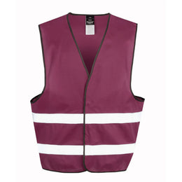 Polyester veiligheidshesje met reflecterende strepen voorzijde, Bordeauxrood - 16R200XEV