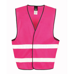 Polyester veiligheidshesje met reflecterende strepen voorzijde, Fuchsia - 16R200XEV