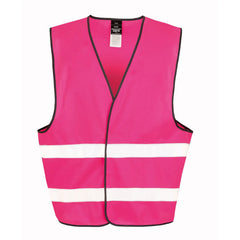 Veiligheidshesje polyester met reflecterende strepen - Pink