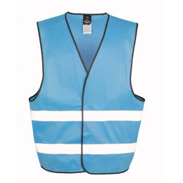 Polyester veiligheidshesje met reflecterende strepen voorzijde, Lichtblauw - 16R200XEV