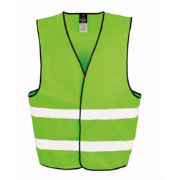 Polyester veiligheidshesje met reflecterende strepen voorzijde, Limegroen - 16R200XEV