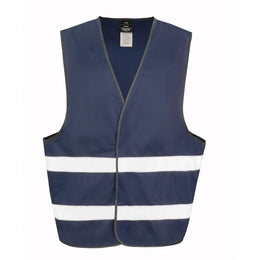 Polyester veiligheidshesje met reflecterende strepen voorzijde, Marineblauw - 16R200XEV