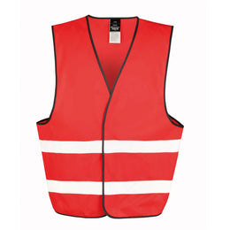 Polyester veiligheidshesje met reflecterende strepen voorzijde, Rood - 16R200XEV