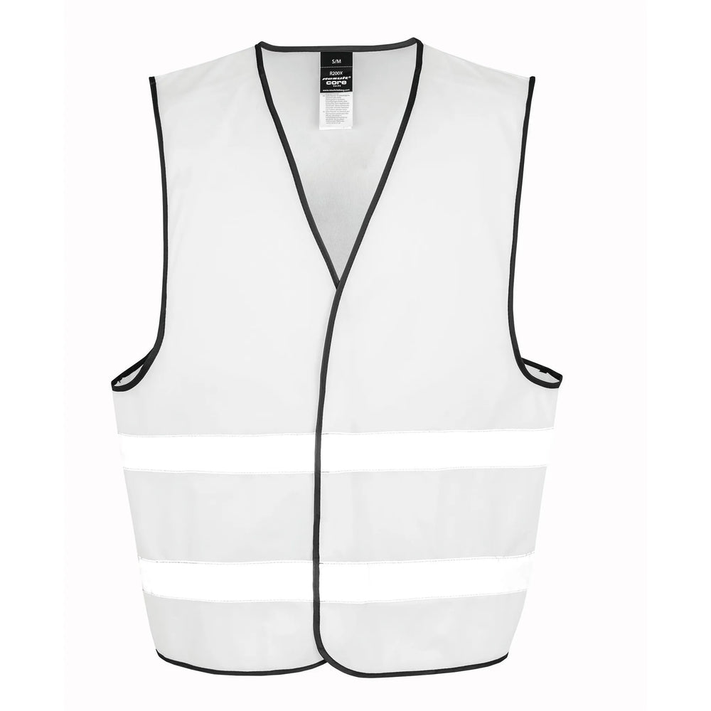 Polyester veiligheidshesje met reflecterende strepen voorzijde, Wit - 16R200XEV