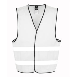Polyester veiligheidshesje met reflecterende strepen voorzijde, Wit - 16R200XEV
