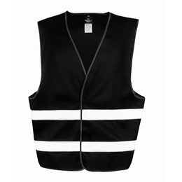 Polyester veiligheidshesje met reflecterende strepen voorzijde, Zwart - 16R200XEV