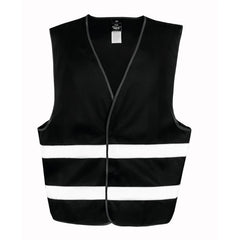Veiligheidshesje polyester met reflecterende strepen - Zwart