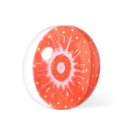 Opblaasbare strandbal 280 mm met fruitdoorsnede, Rood en transparant - 171515