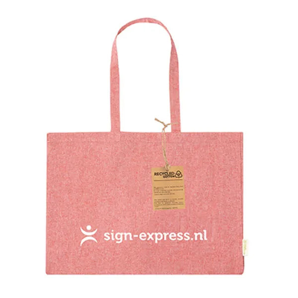 Shopper van gerecycled katoen 220 g/m² met bedrukking, Roze - 1720755