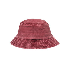 Bobmuts van katoen met washed effect en binnenband | Rood