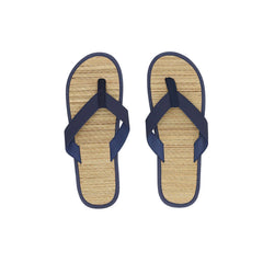 Teenslippers met geweven bovenlaag en PU-bandjes - Blauw