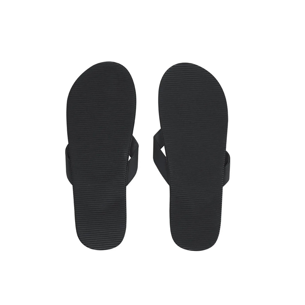 Teenslippers met geweven voetbed en PU-bandjes, Zwart - 1721478