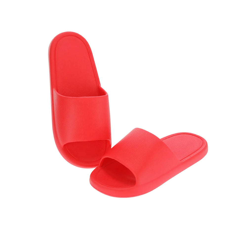 EVA-badslippers met brede bovenband schuin van voren, Rood - 1721487