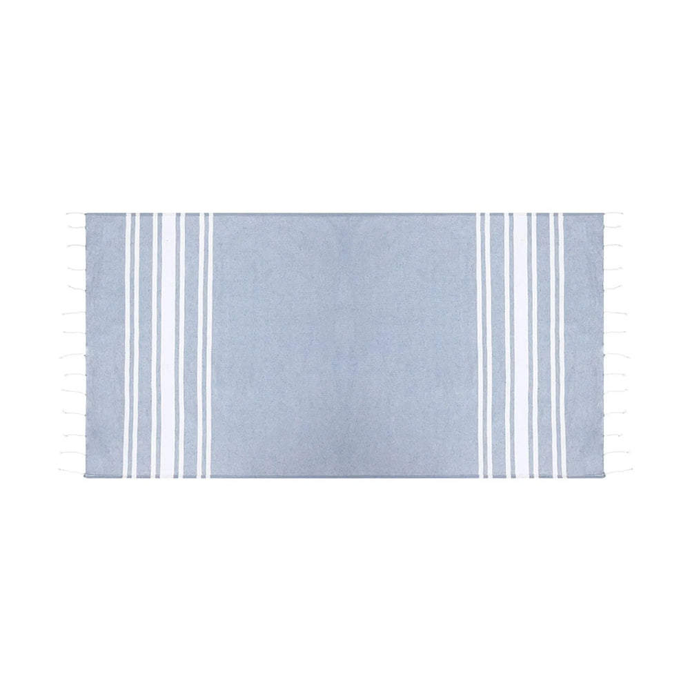 zachte pareo handdoek met strepen en franjes lichtblauw voorbeeld 1721502
