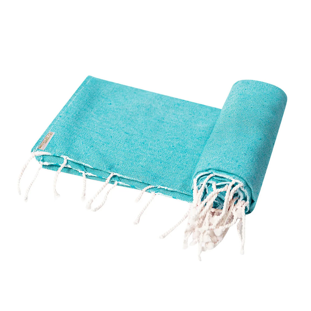 Pareo-handdoek van gerecycled katoen en rPET gedeeltelijk opgerold, Peppermint - 1721796