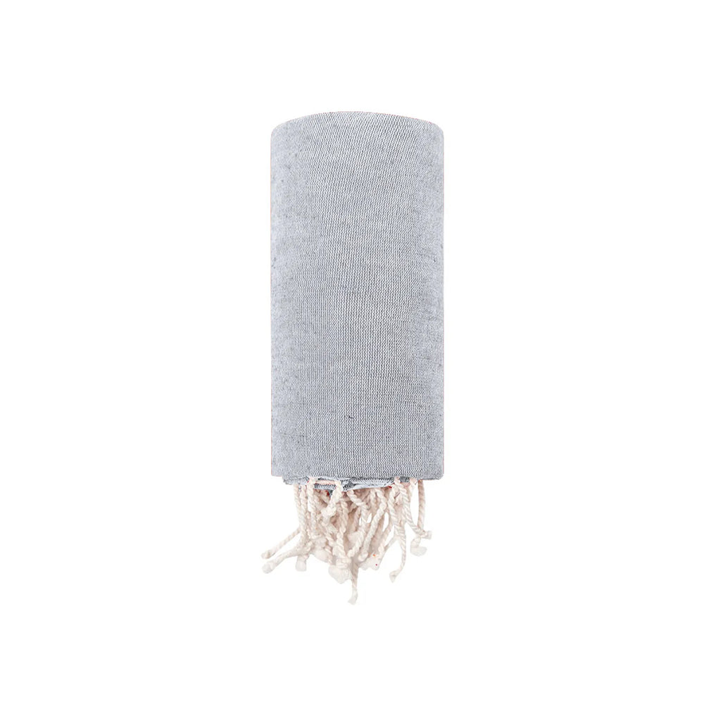 Pareo-handdoek van gerecycled katoen en rPET opgerold, Grijs - 1721796
