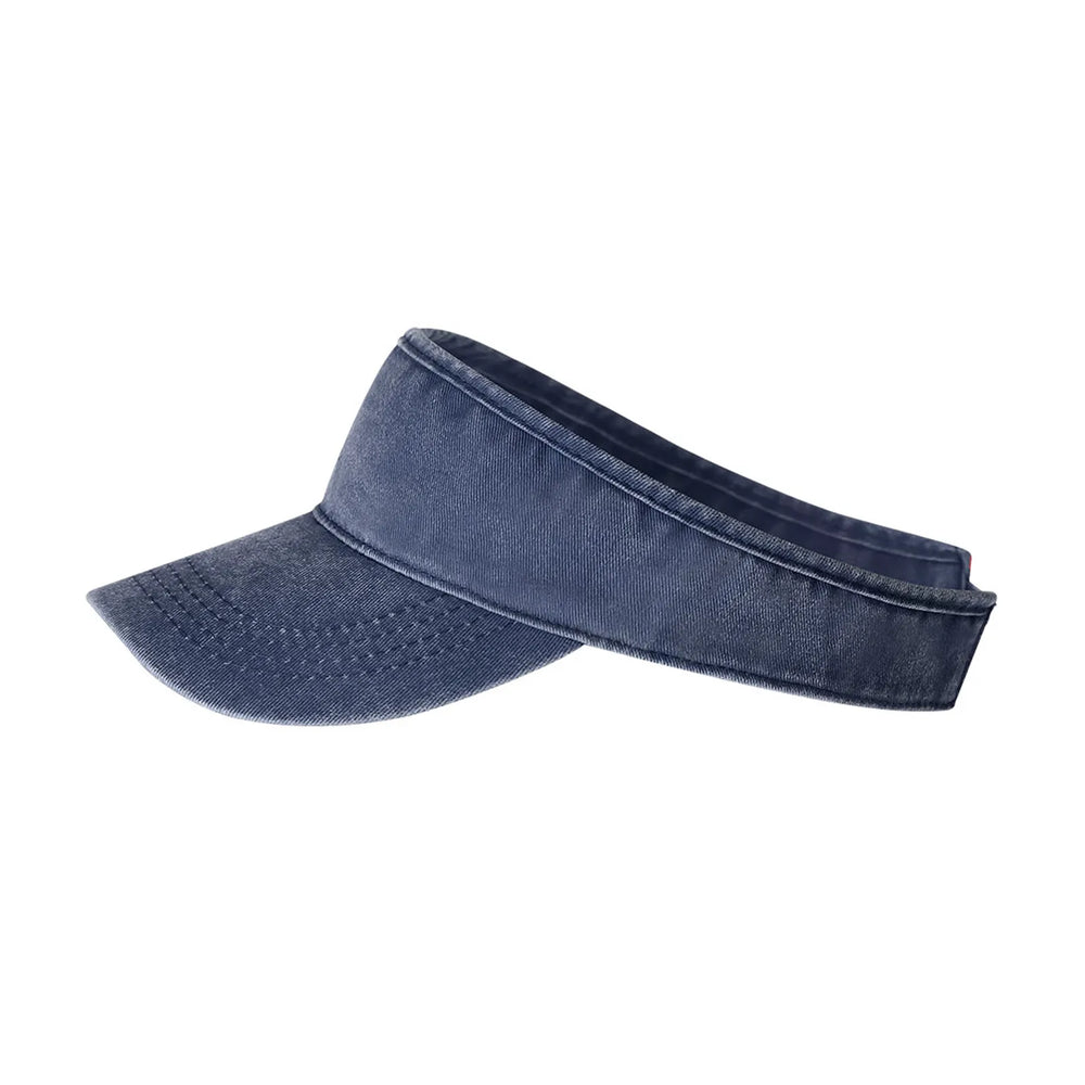 zonneklep katoen washed effect marine blauw zijkant 1722121