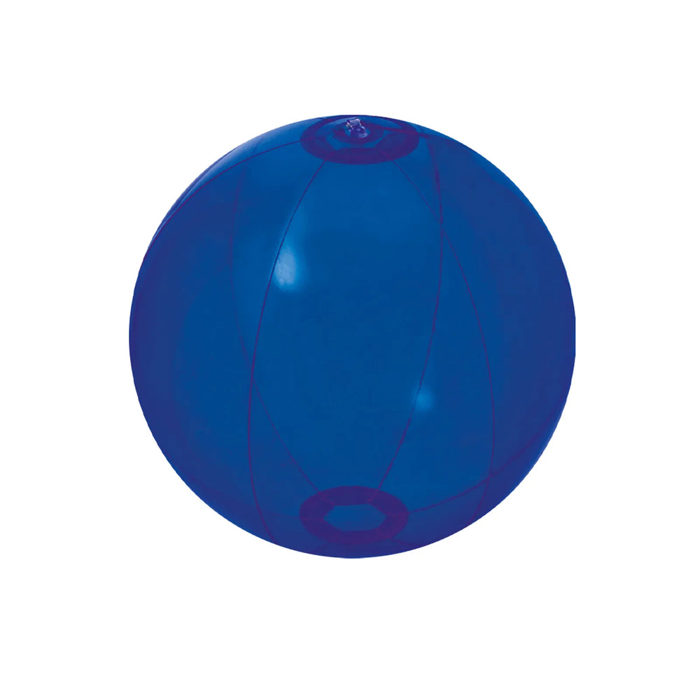 Transparante opblaasbare strandbal van PVC 28 cm blauw 174409