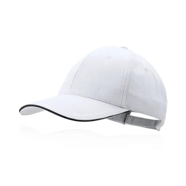 Pet met contrasterende bies, Wit - 174675