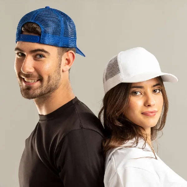 trucker cap 5 panelen polyester blauw wit 176337