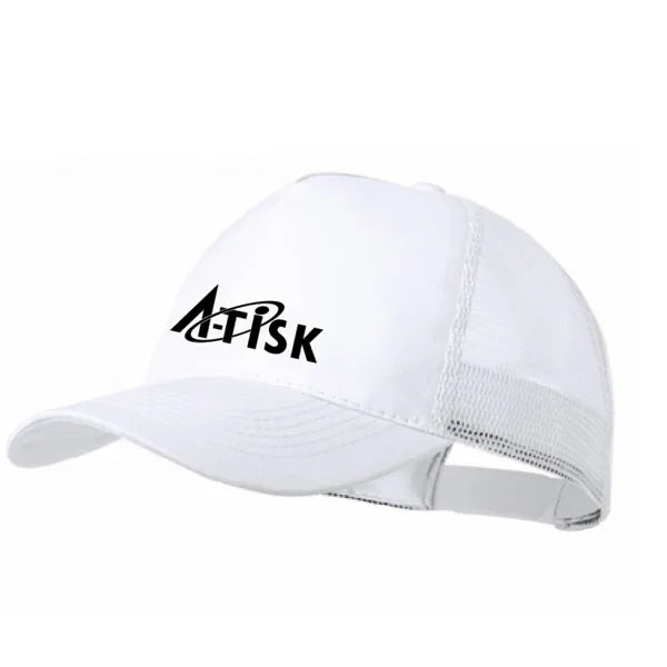 trucker cap 5 panelen polyester super snel wit met zwart logo 176337s