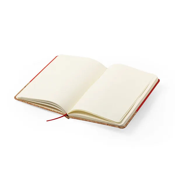 A5-notitieboek met omslag van kurk en PU opengeslagen, Crème - 176338
