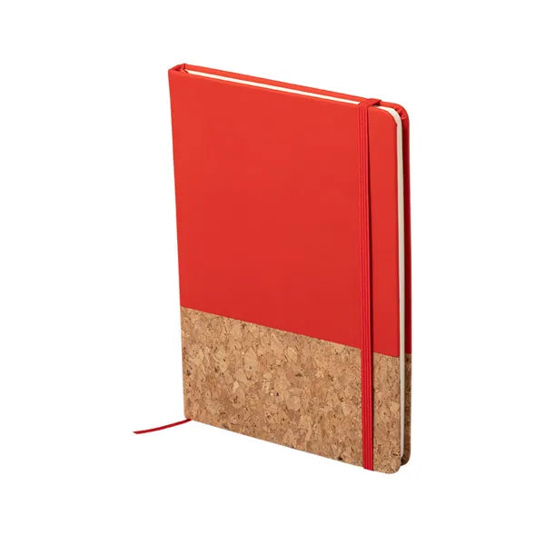 A5-notitieboek met omslag van kurk en PU, Rood en bruin - 176338