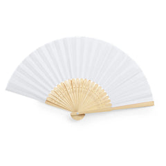 Bamboe handwaaier met polyester stof - Wit