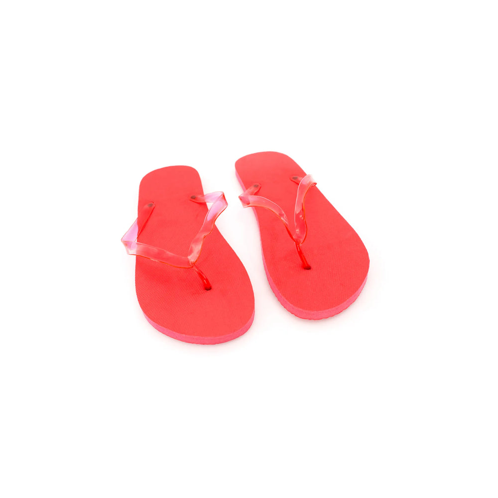 Teenslippers met EVA-zool en PVC-bandjes schuin van voren, Rood - 178884
