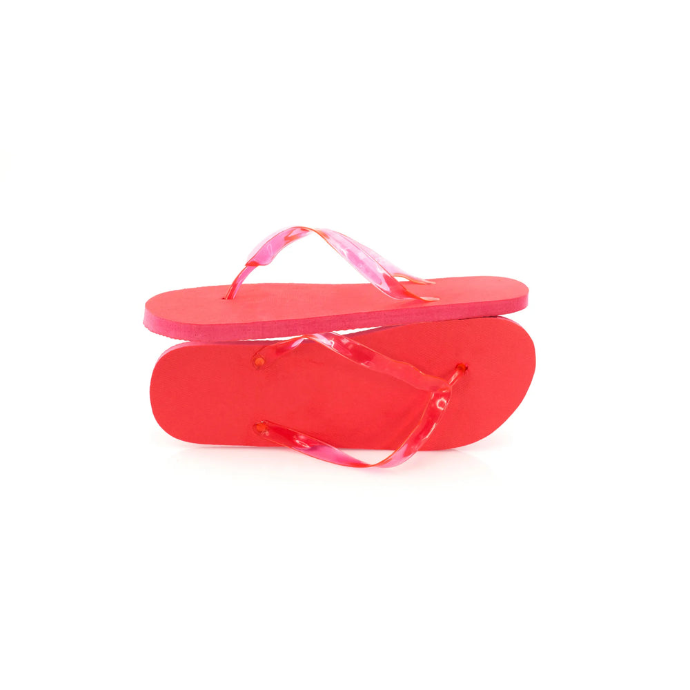 Teenslippers met EVA-zool en PVC-bandjes zijaanzicht, Rood - 178884