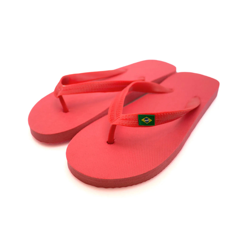 Teenslippers met braziliaanse vlag schuin van voren, Rood - 179343