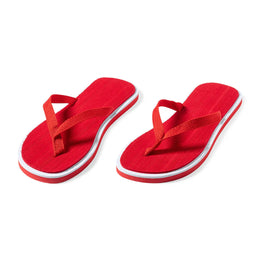 set flip flops met dikke eva zolen en nylon bandjes rood voorzijde 179860