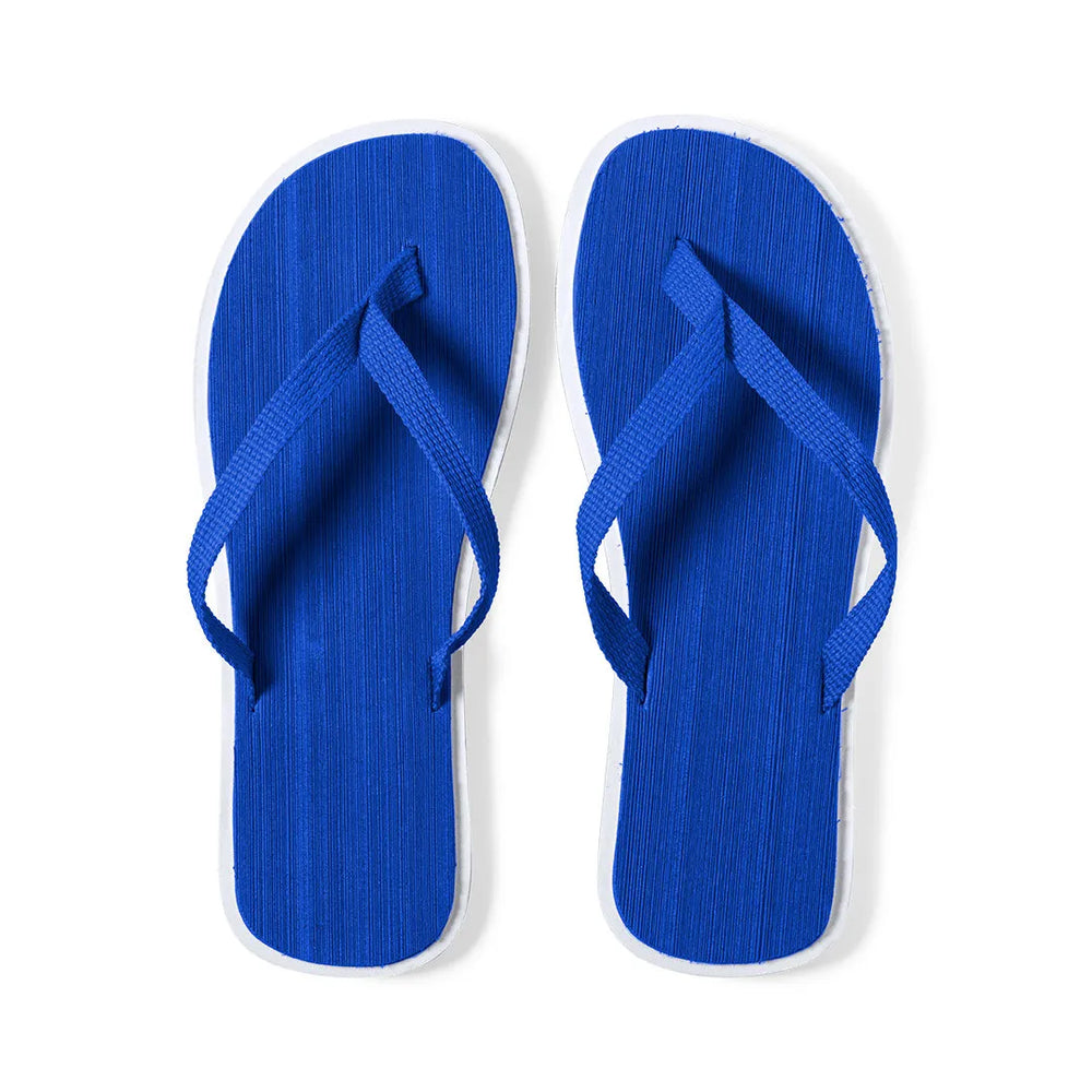 Teenslippers met tweekleurige EVA-zool en stoffen bandjes, Blauw - 179860