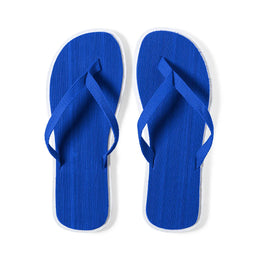Teenslippers met tweekleurige EVA-zool en stoffen bandjes, Blauw - 179860