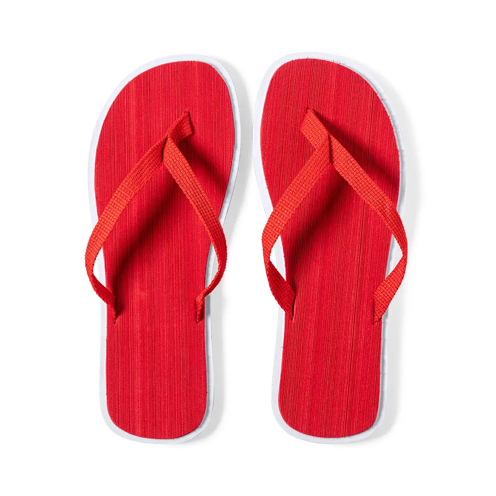 Teenslippers met tweekleurige EVA-zool en stoffen bandjes, Rood - 179860