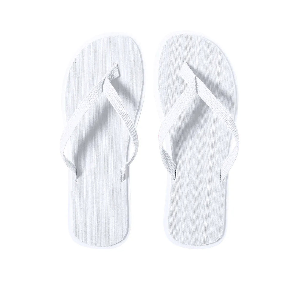 Teenslippers met tweekleurige EVA-zool en stoffen bandjes, Wit - 179860