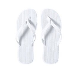 Teenslippers met tweekleurige EVA-zool en stoffen bandjes, Wit - 179860