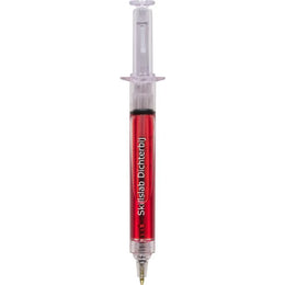 Balpen injectiespuit gekleurd met bedrukking, Rood - 181063