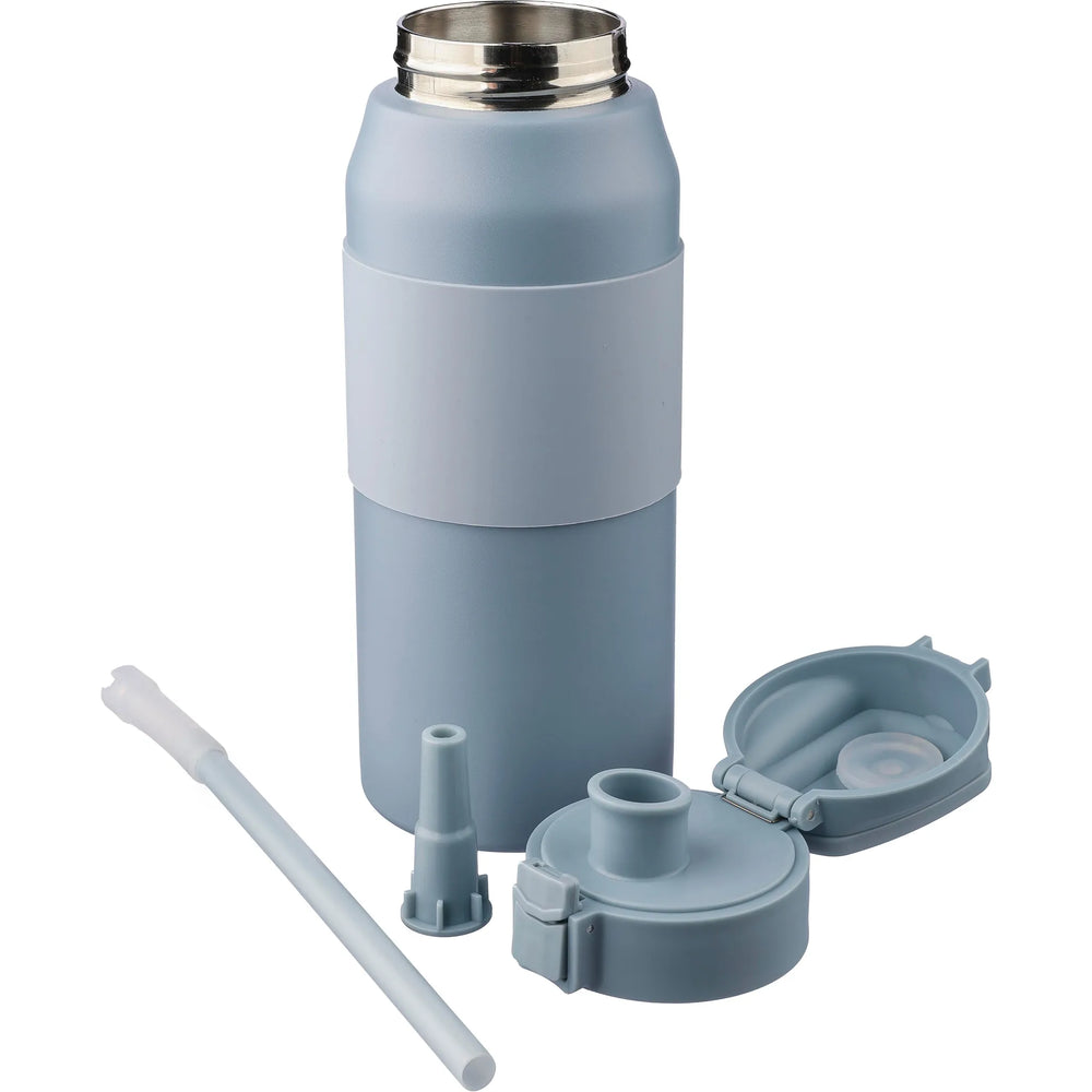Sensio Kati dubbelwandige RVS-drinkfles 800 ml met los deksel en rietje, Pastelblauw - 181172550
