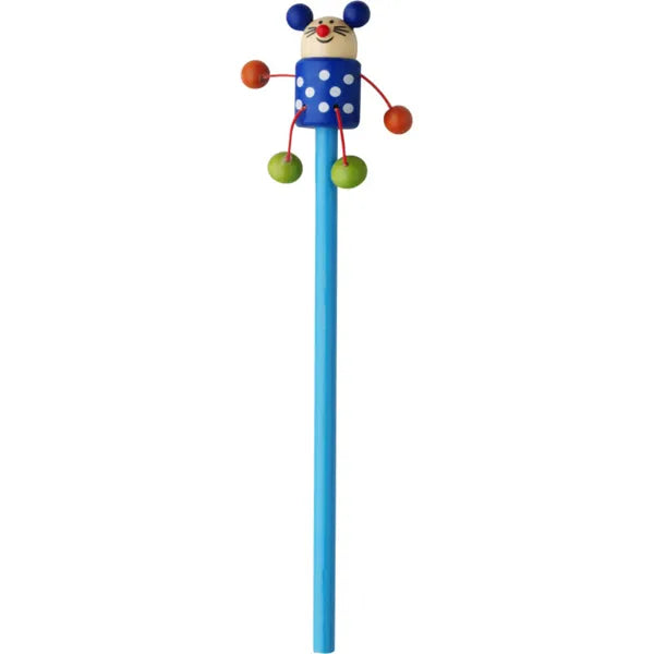 Houten potlood met dierfiguur, Blauw en bruin - 181207