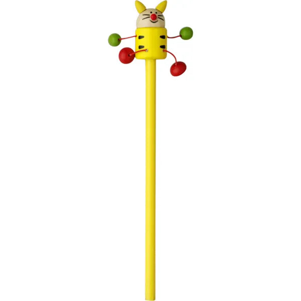 Houten potlood met dierfiguur, Geel en rood - 181207
