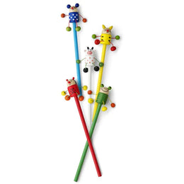 Houten potlood met dierfiguur in verschillende kleuren en dierfiguren, Meerkleurig - 181207