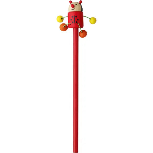 Houten potlood met dierfiguur, Rood en geel - 181207