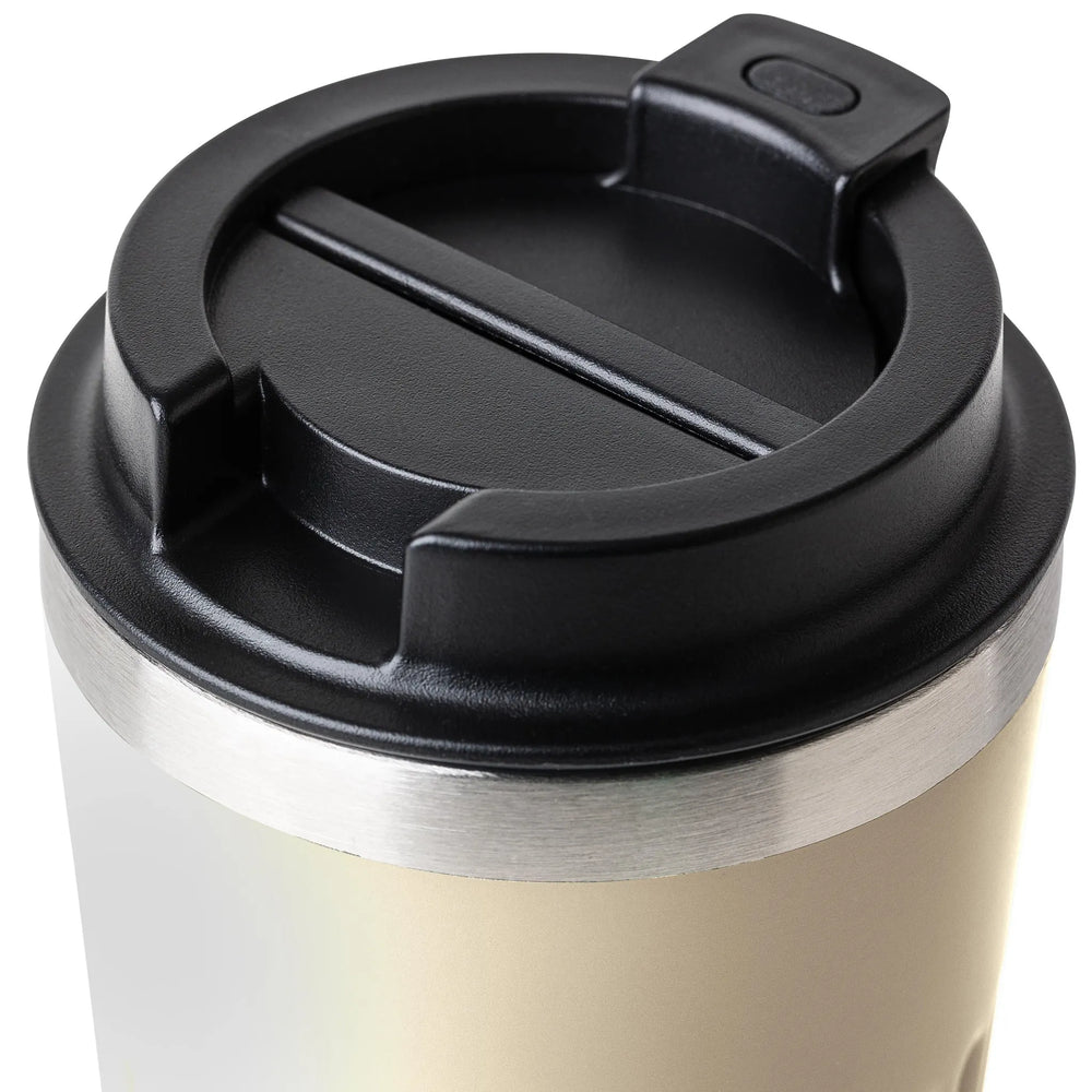 Dubbelwandige reisbeker 400 ml van gerecycled RVS - Beige