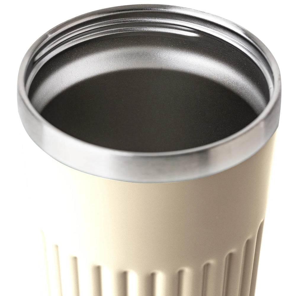 Dubbelwandige reisbeker 400 ml van gerecycled RVS - Beige