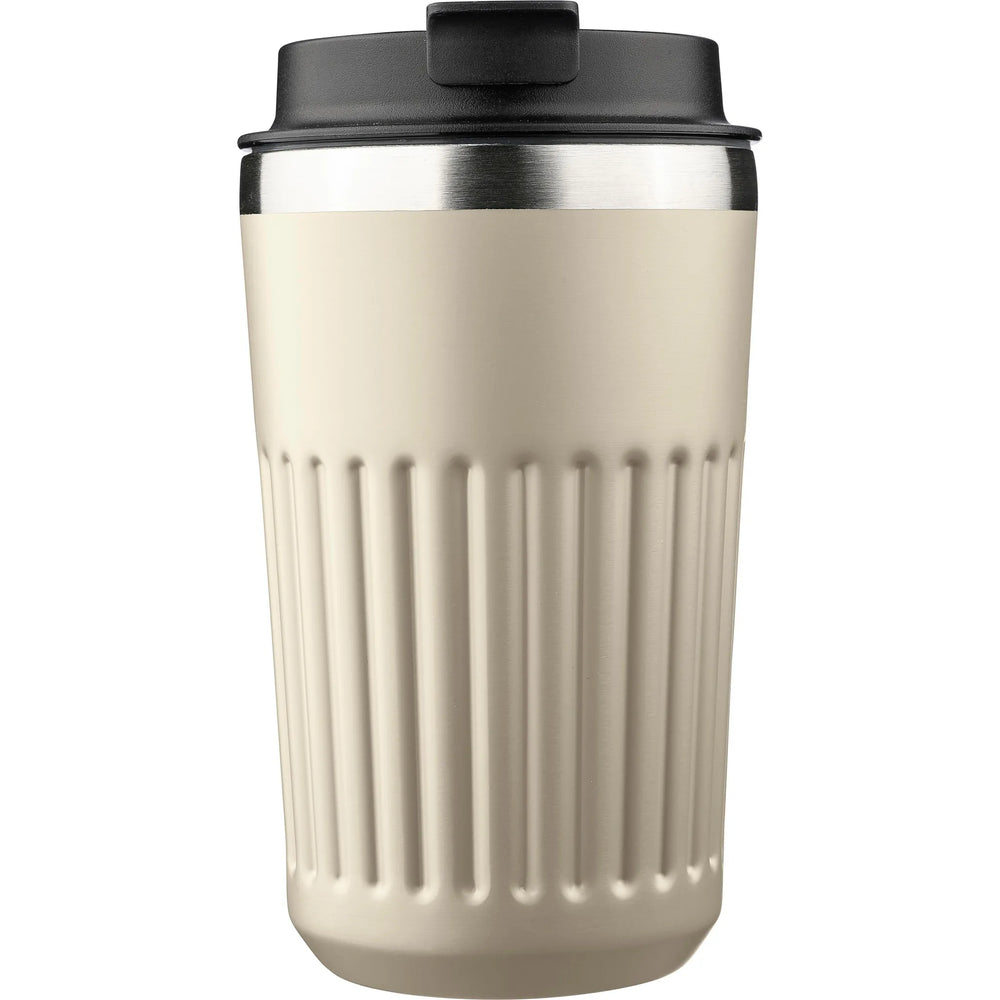 Dubbelwandige reisbeker 400 ml van gerecycled RVS - Beige