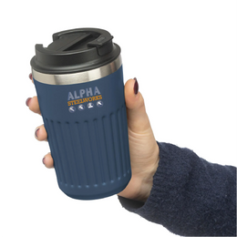 Dubbelwandige reisbeker 400 ml van gerecycled RVS - Blauw