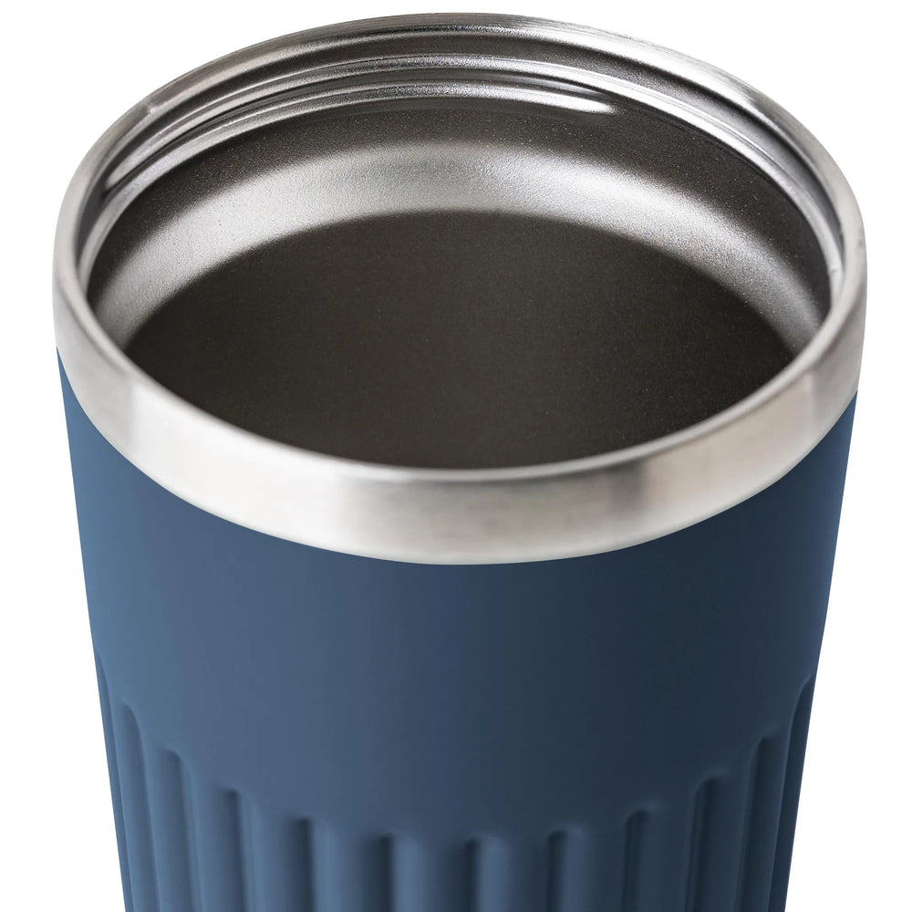 Dubbelwandige reisbeker 400 ml van gerecycled RVS - Blauw